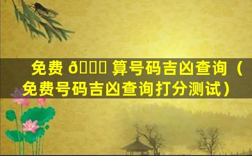 免费 🍀 算号码吉凶查询（免费号码吉凶查询打分测试）